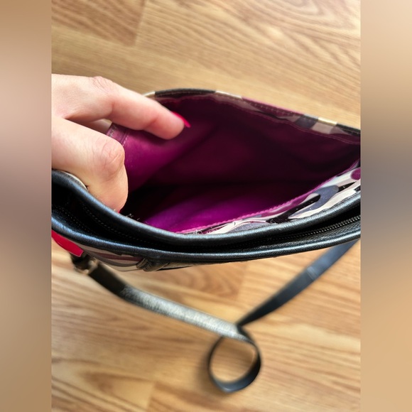 Coach Signature Madison Sateen Crossbody Bag, Grey/White/Black/Purple Color - Picture 4 of 9